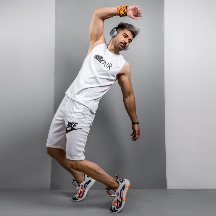 ست رکابی شلوارک مردانه ورزشی سفید Air Nike جدید