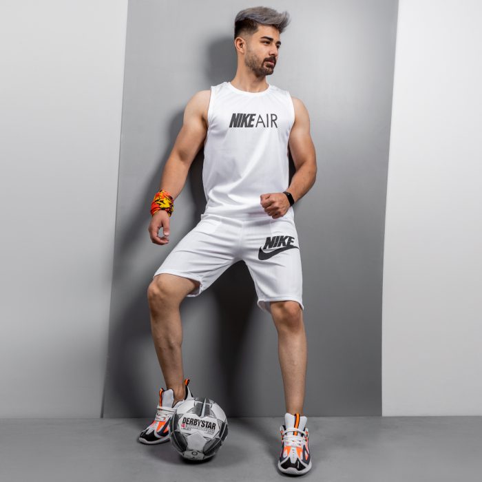 ست رکابی شلوارک مردانه ورزشی سفید Air Nike جدید