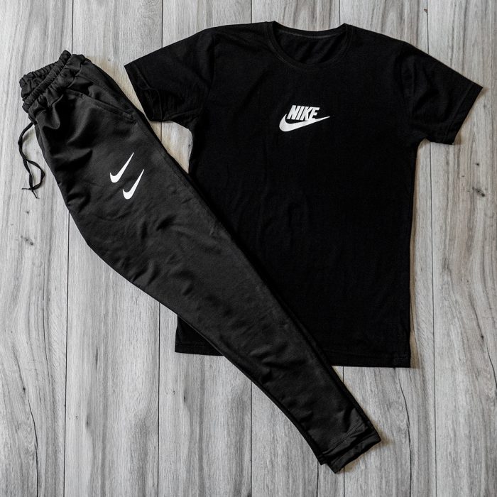 ست تیشرت شلوار اسلش مردانه Nike مشکی ورزشی جدید
