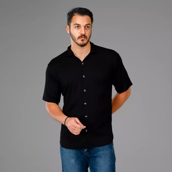 پیراهن تابستانی مردانه ( مشکی ) آستین کوتاه