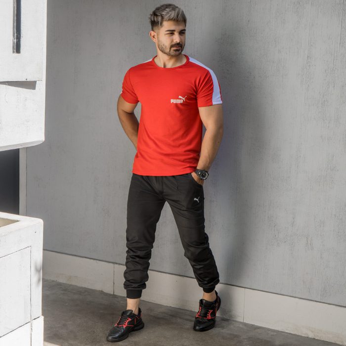ست تیشرت قرمز با شلوار اسلش مردانه Puma ورزشی جدید