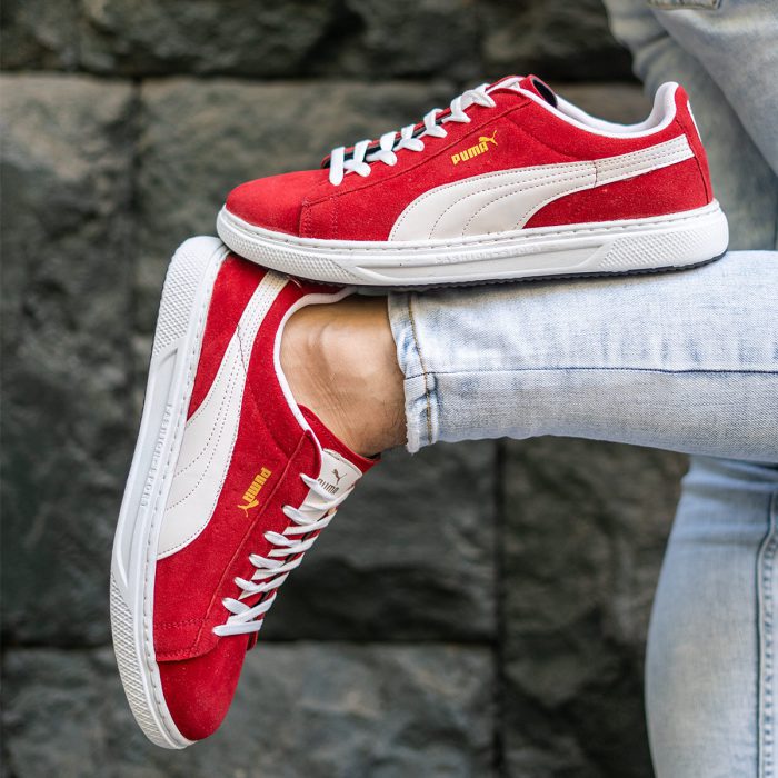 خرید اینترنتی کفش کتانی مردانه قرمز مدل پوما ونس تخت صاف جدید 1400