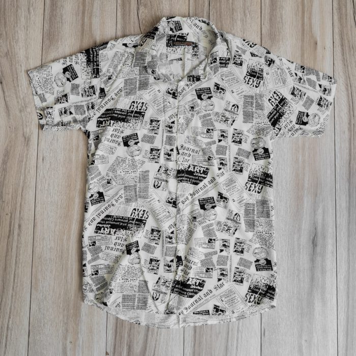 پیراهن آستین کوتاه مردانه نخی ( هاوایی سفید ) تابستانه جدید