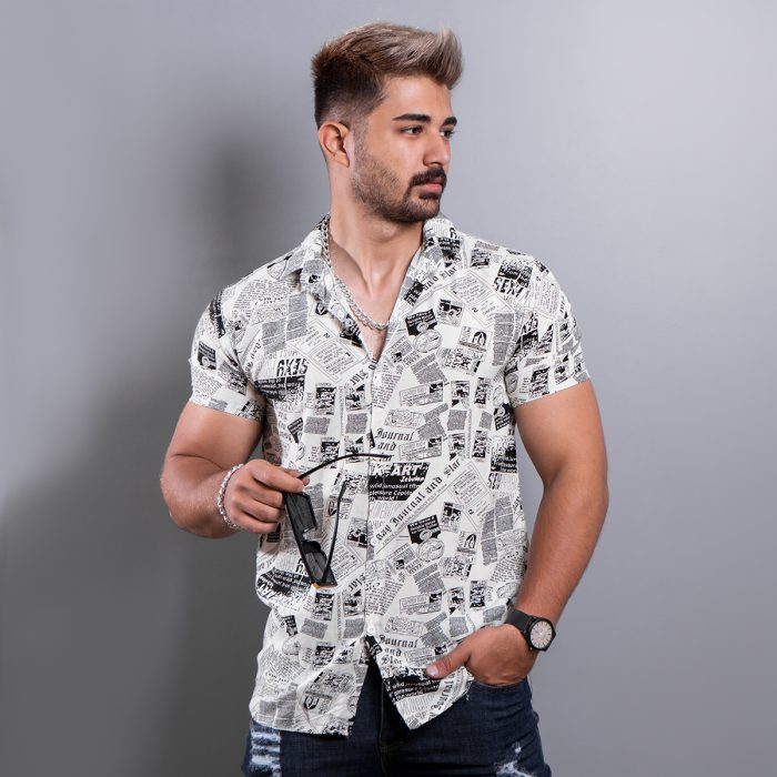 خرید آنلاین پیراهن نخی مردانه آستین کوتاه هاوایی جدید ارزان قیمت خاص