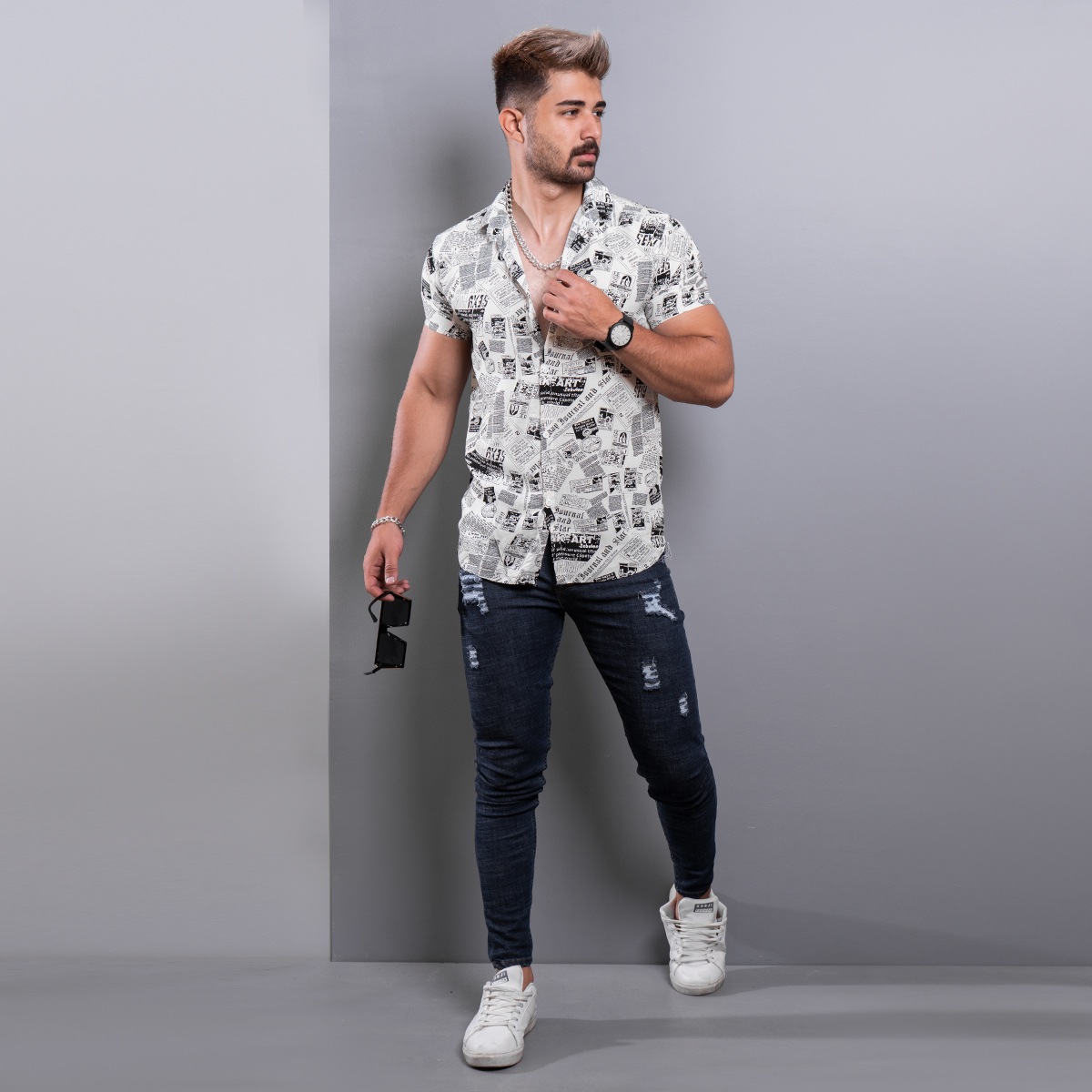 خرید آنلاین پیراهن نخی مردانه آستین کوتاه هاوایی جدید ارزان قیمت خاص