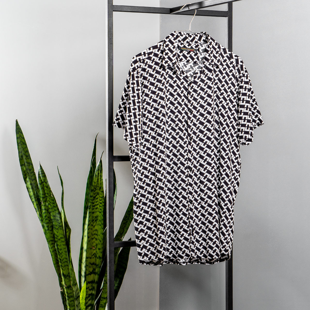 خرید جدیدترین مدل پیراهن آستین کوتاه هاوایی مشکی کرپ نخ