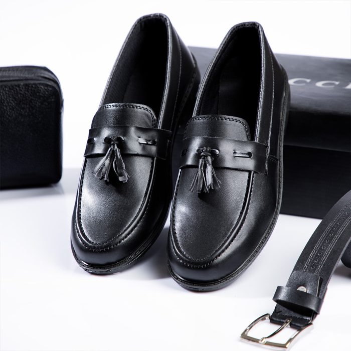 کفش کالج چرم مشکی مدل آویز دار خاص امروزی شیک مردانه خرید آنلاین