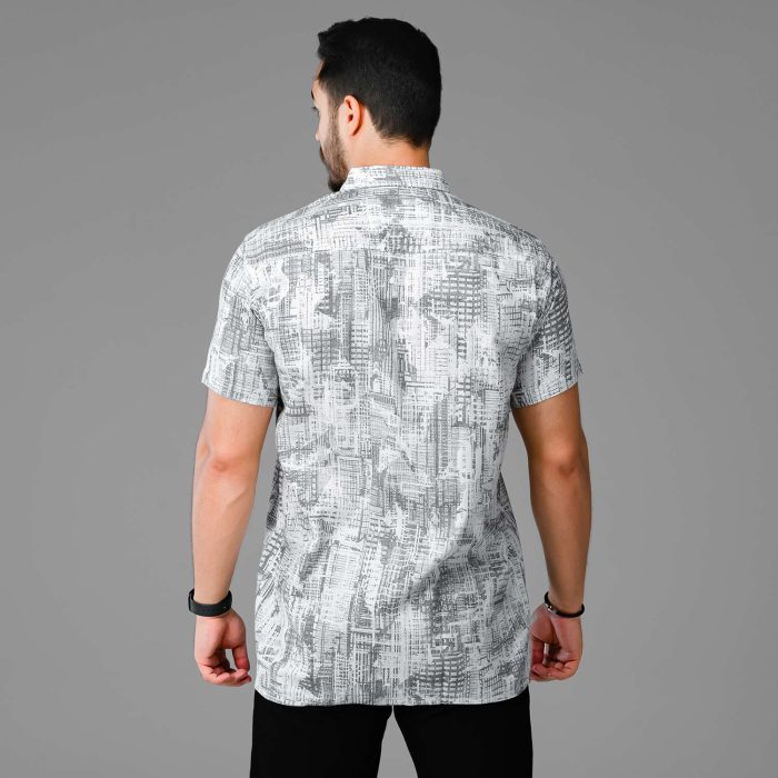 پیراهن آستین کوتاه مردانه مدل تمام نخ سفید طوسی