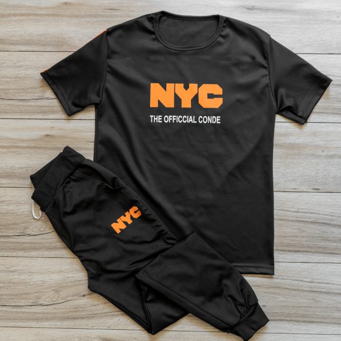 خرید اینترنتی ست تیشرت شلوار اسلش مردانه مشکی NYC
