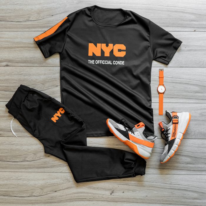 خرید اینترنتی ست تیشرت شلوار اسلش مردانه مشکی NYC