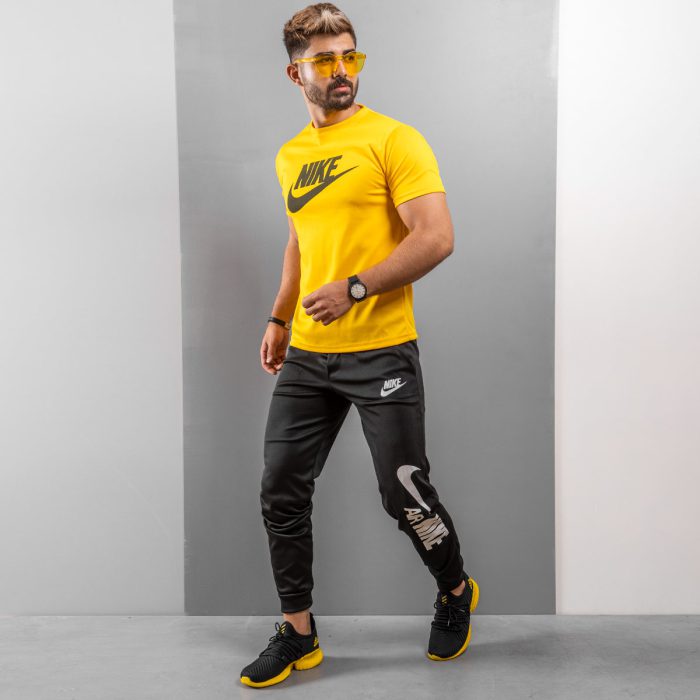 خرید اینترنتی ست تیشرت شلوار ورزشی مردانه زرد Nike