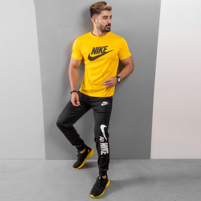 خرید اینترنتی ست تیشرت شلوار ورزشی مردانه زرد Nike