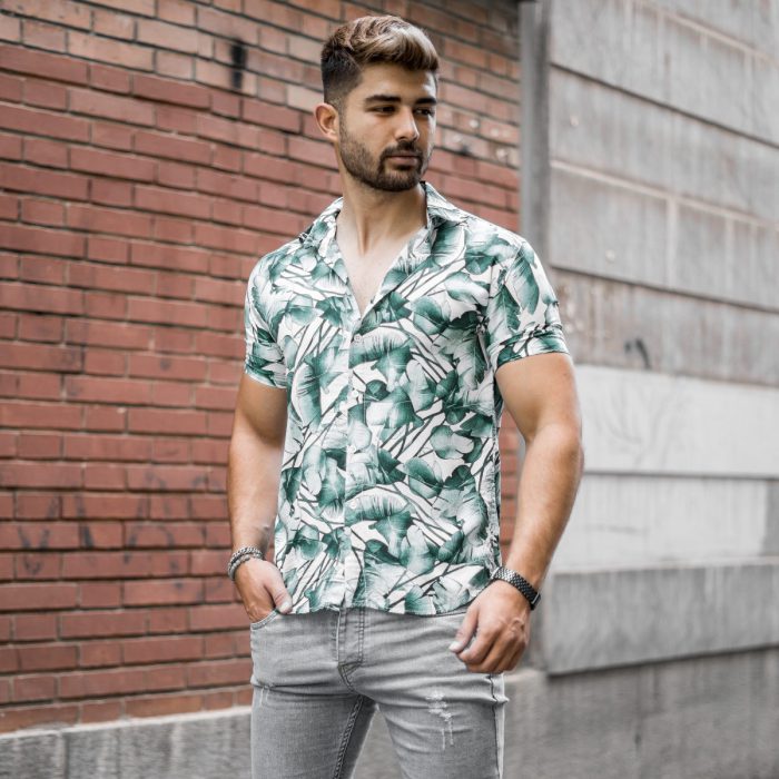 خرید آنلاین پیراهن هاوایی مردانه سبز سفید جدید