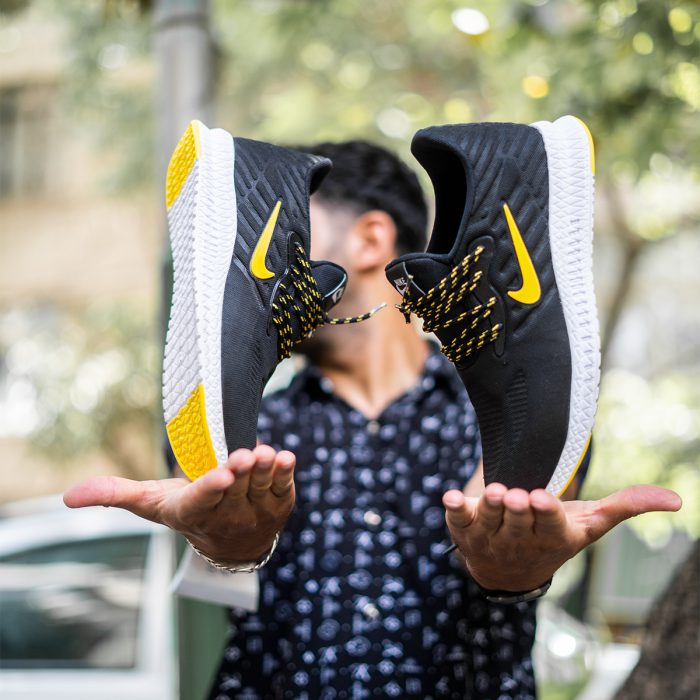 خرید اینترنتی کفش ورزشی مشکی زرد پسرانه نایکی جدید