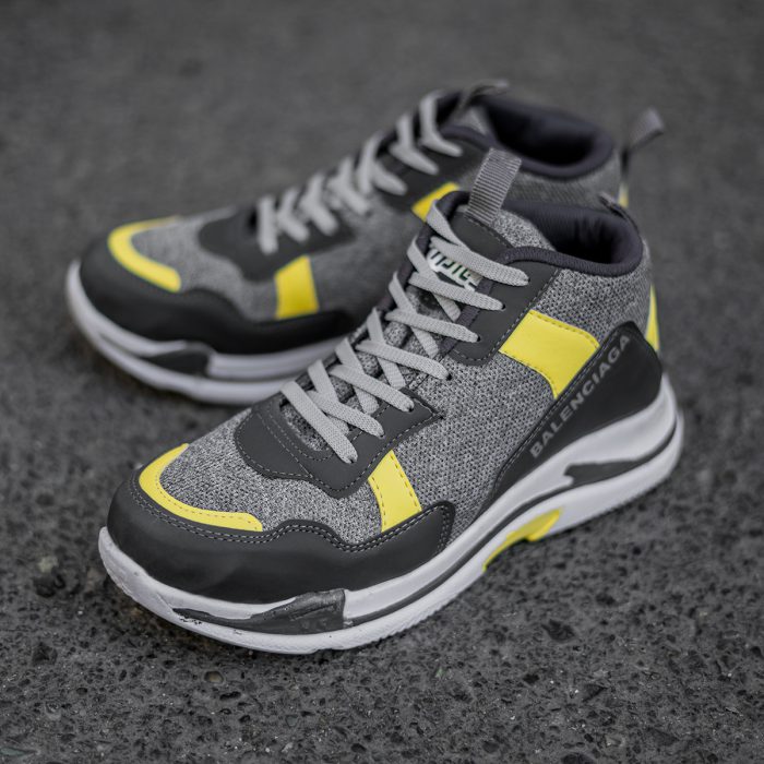 کفش ورزشی ساقدار پسرانه مدل بالنسیاگا طوسی زرد