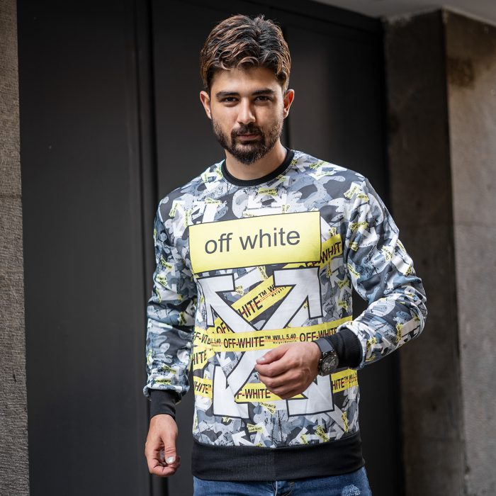 تیشرت دورس آستین بلند مردانه Off White طرح جدید