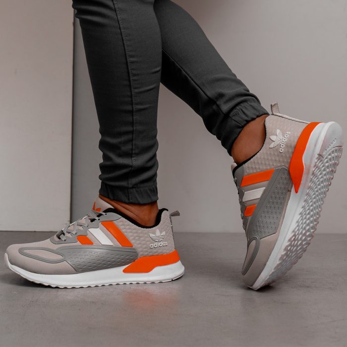 کفش کتانی اسپرت آدیداس مردانه جدید طوسی نارنجی ورزشی