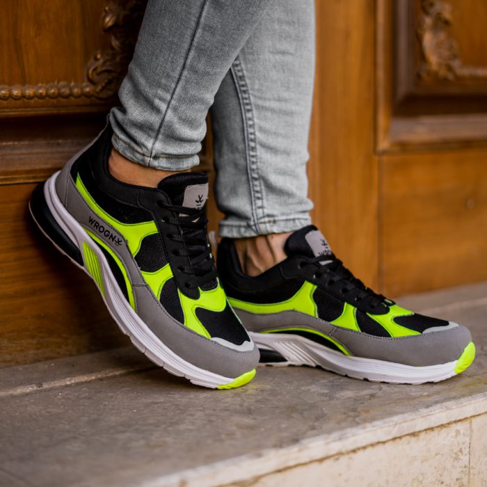 کفش کتانی مردانه مشکی سبزفسفری ورزشی