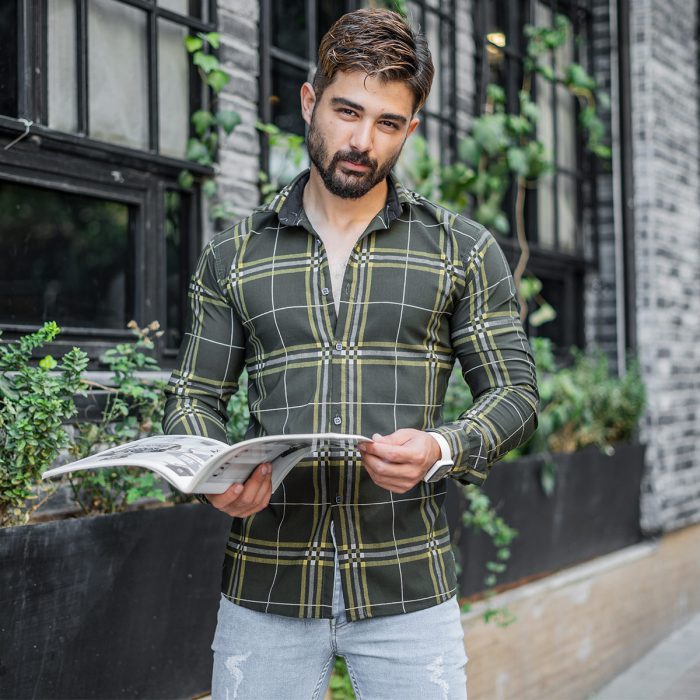 خرید آنلاین پیراهن مردانه سبز چهارخانه اسپرت