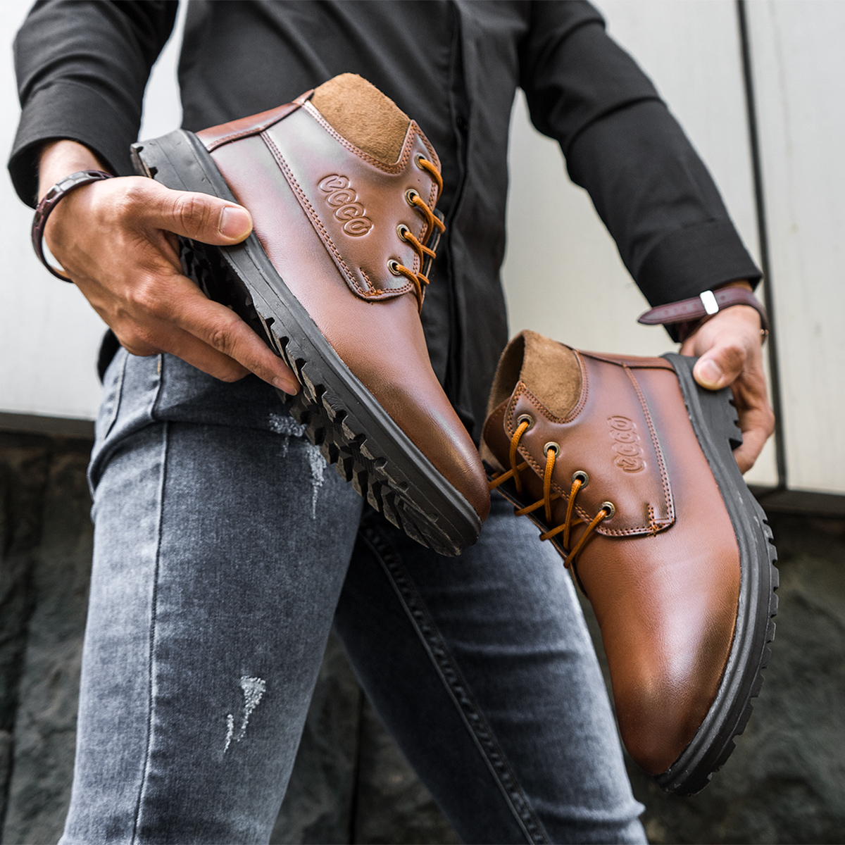 کفش ساقدار مردانه چرم قهوه ای جدید ECCO