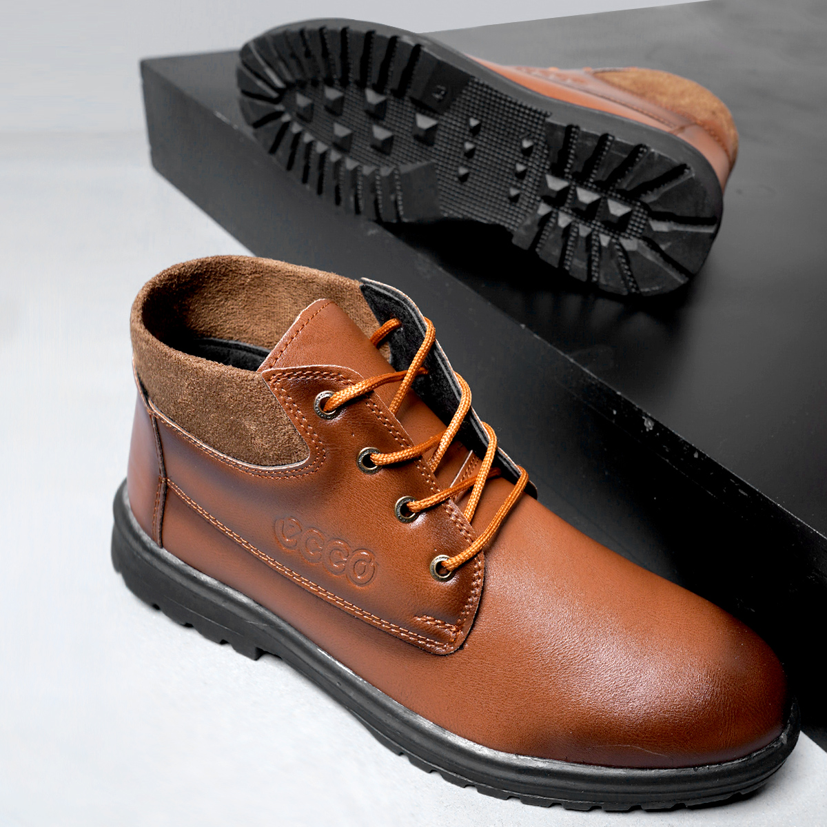 کفش ساقدار مردانه چرم قهوه ای جدید ECCO