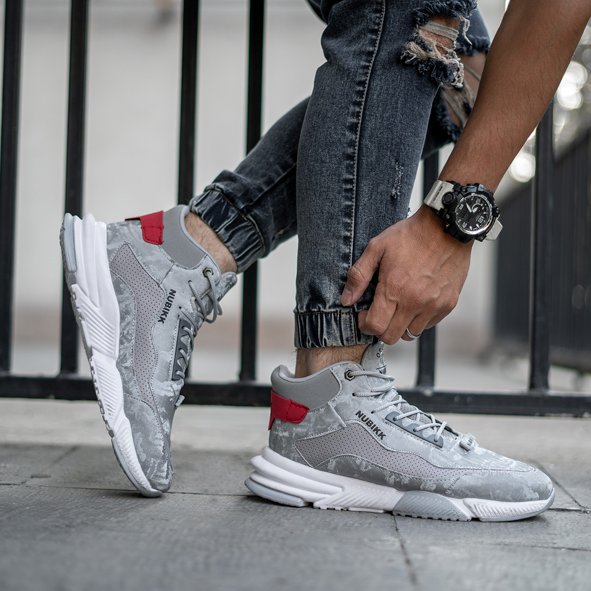 کفش ساقدار مردانه طوسی پسرانه