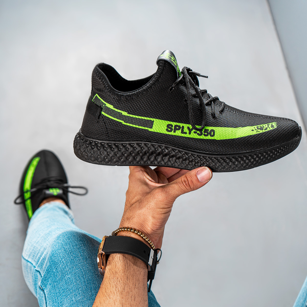 کفش ورزشی مردانه مشکی سبز جدید