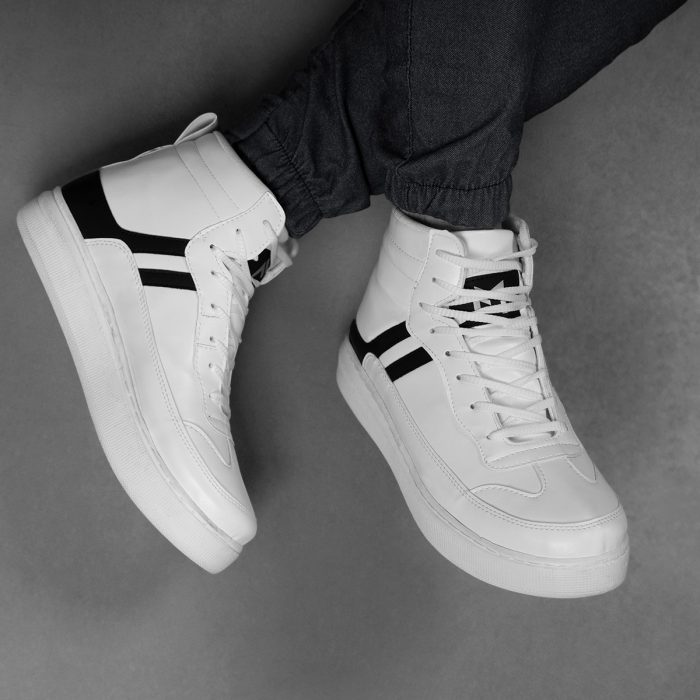 کفش ساقدار مردانه سفید اسپرت طرح نیم بوت