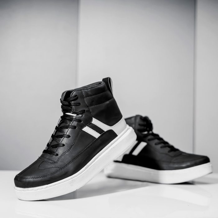 نیم بوت چرم مشکی مردانه مدل ساقدار اسپرت طرح جدید