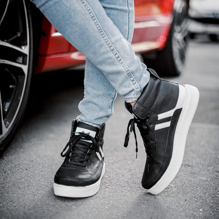 نیم بوت چرم مشکی مردانه مدل ساقدار اسپرت طرح جدید