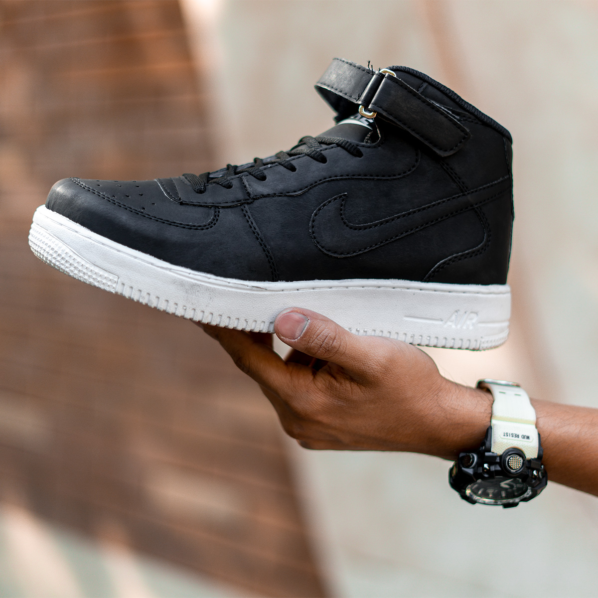 کفش ساقدار مردانه مدل تخت صاف مشکی ساق بلند Nike