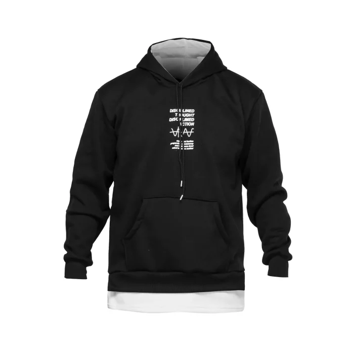 هودی دورس مردانه رنگ مشکی مدل کلاهدار چاپی