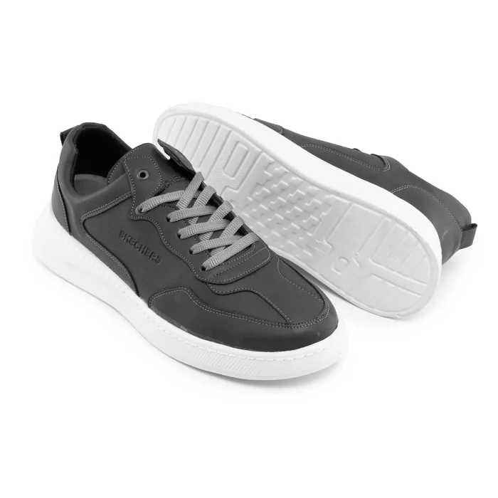 کفش کتانی مردانه چرم اسپرت طوسی Skechers