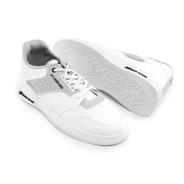 کفش چرم سفید پشت طوسی مدل مردانه