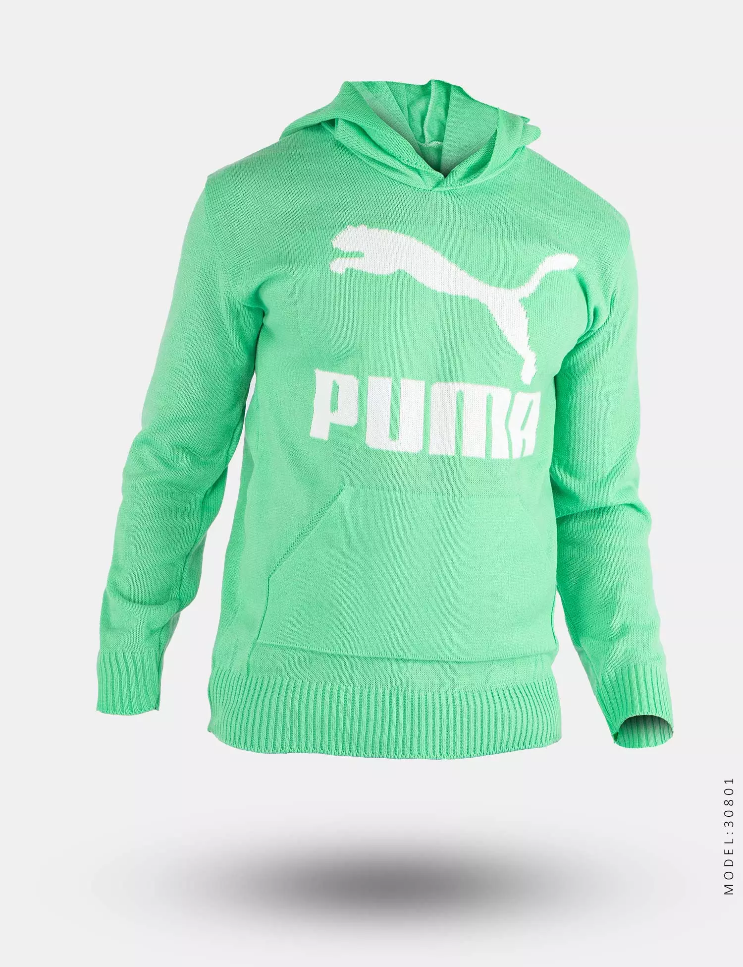 هودی بافت مردانه رنگ سبز مدل Puma کلاهدار - Image 3
