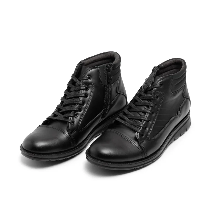 کفش ساقدار مردانه چرم مشکی ( نیم بوت ) زیپدار