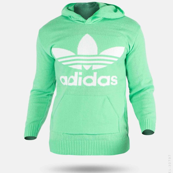 هودی بافت مردانه رنگ سبز روشن Adidas کلاهدار