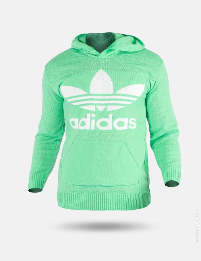 هودی بافت مردانه رنگ سبز روشن Adidas کلاهدار