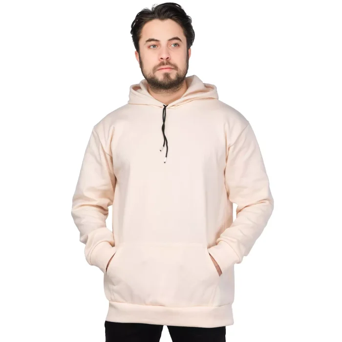 هودی دورس مردانه رنگ کرم مدل ساده بیسیک Basic