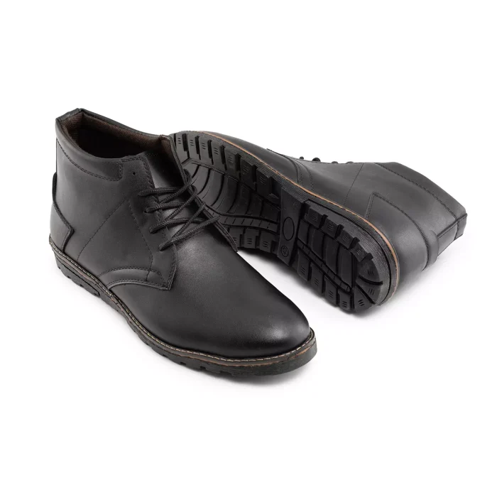 کفش نیم بوت چرم مشکی مدل مردانه