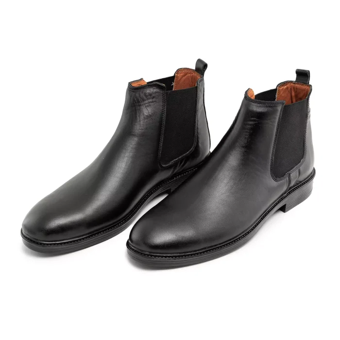 کفش نیم بوت چرم مردانه بدون بند بغل کشدار