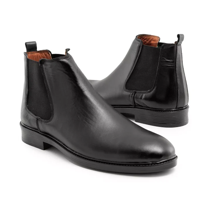 کفش نیم بوت چرم مردانه بدون بند بغل کشدار