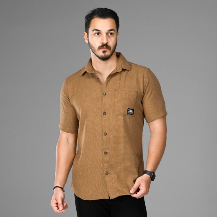پیراهن مراکشی مردانه کرم (آستین کوتاه) تابستانه
