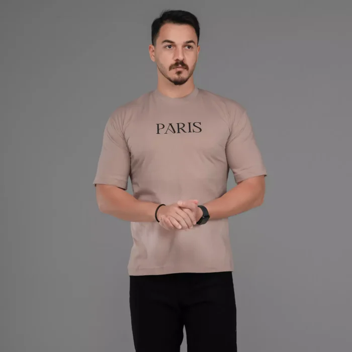 تیشرت آستین کوتاه پسرانه مدل Paris کرم