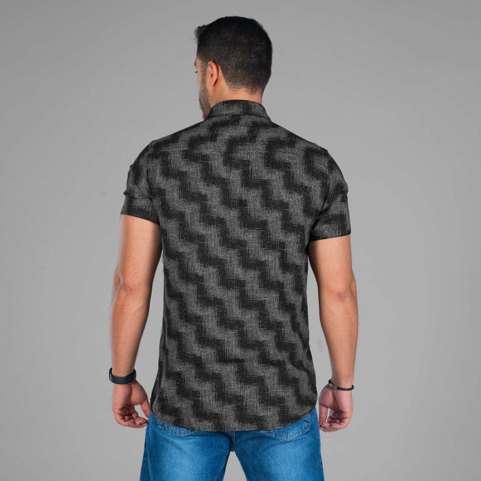 پیراهن آستین کوتاه مردانه رنگ مشکی جنس کنفی