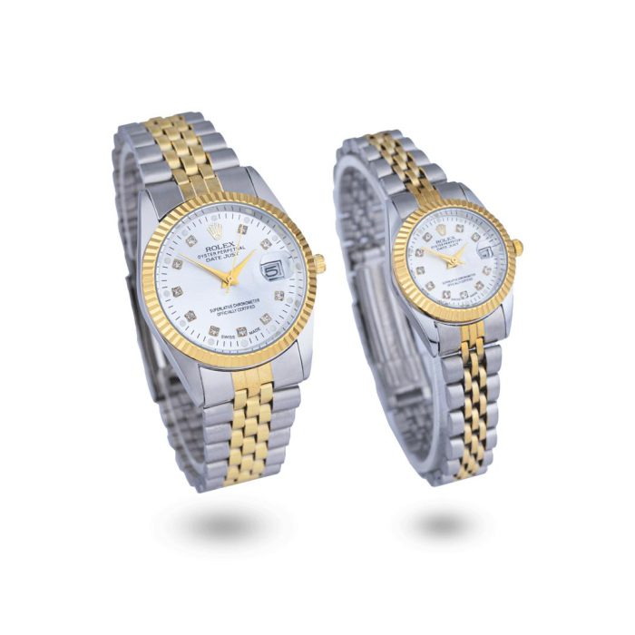 ست ساعت دونفره رولکس Rolex جدید نقره ای طلایی