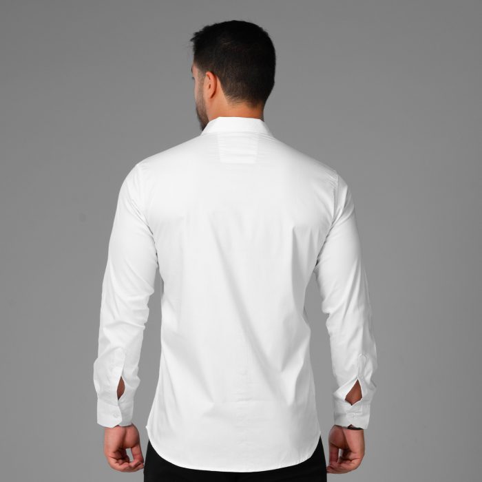 پیراهن آستین بلند سفید مردانه مدل ساده کلاسیک