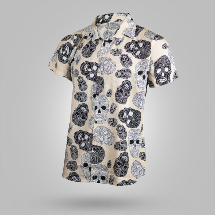 پیراهن هاوایی پسرانه آستین کوتاه سفید طرحدار