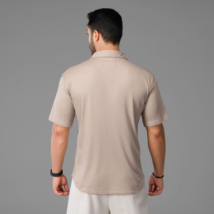 پیراهن آستین کوتاه مردانه مراکشی رنگ کرم