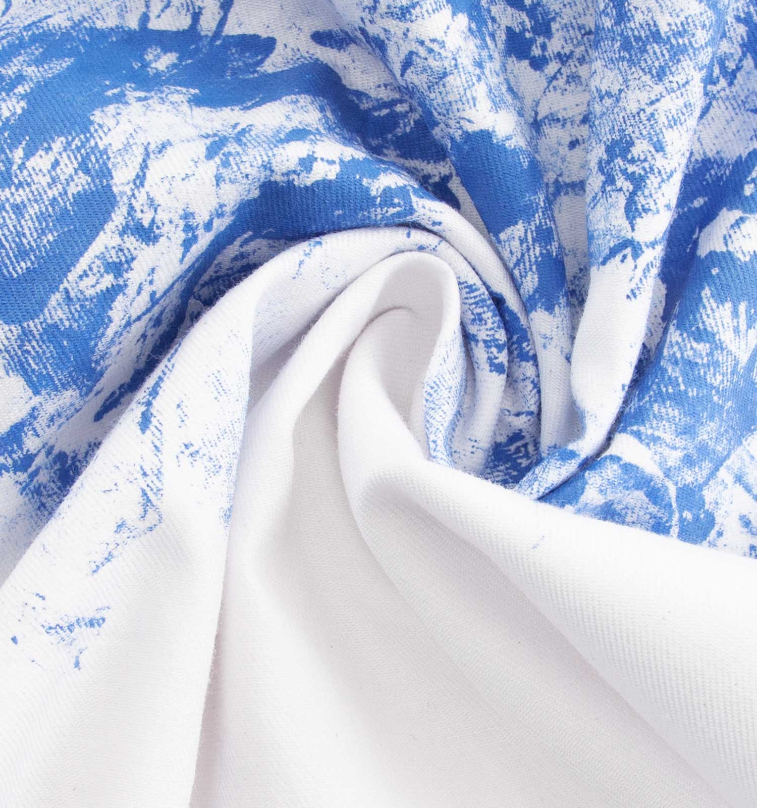 پیراهن آستین کوتاه سفید مردانه طرحدار آبی - Image 3